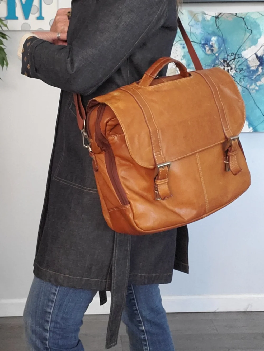 Wilsons Leather Messenger Laptop Briefcase Business Travel Carryon Bag